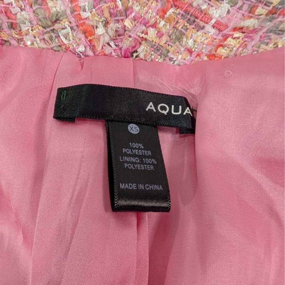 Aqua Pink Gold Tweed Double Breasted Blazer Jacket Size XS - Picture 8 of 16